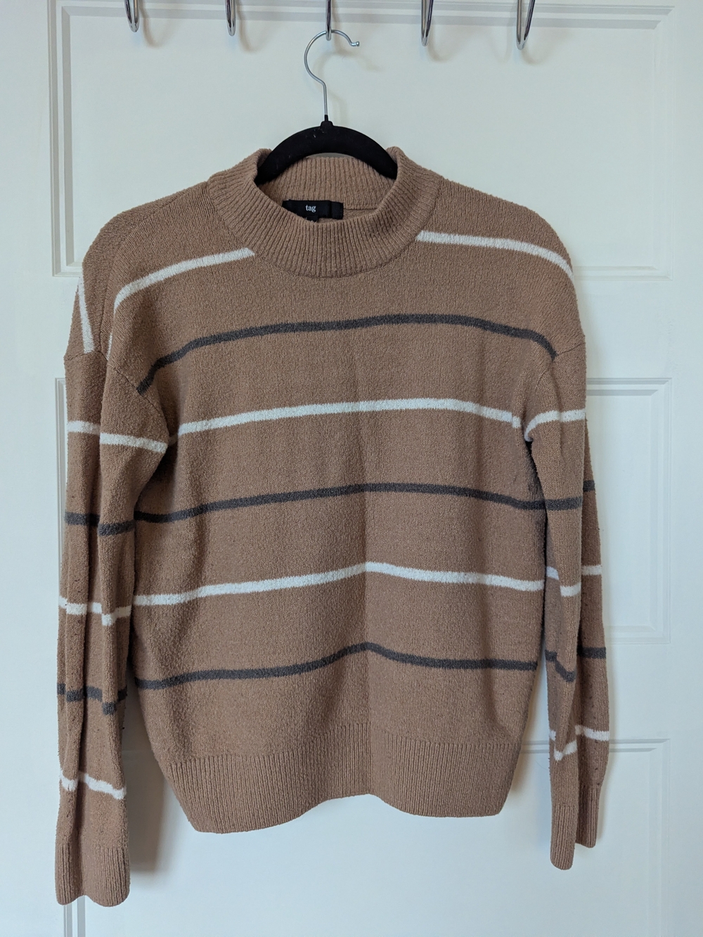 Tag Brown Striped Long Sleeve Crewneck Sweater